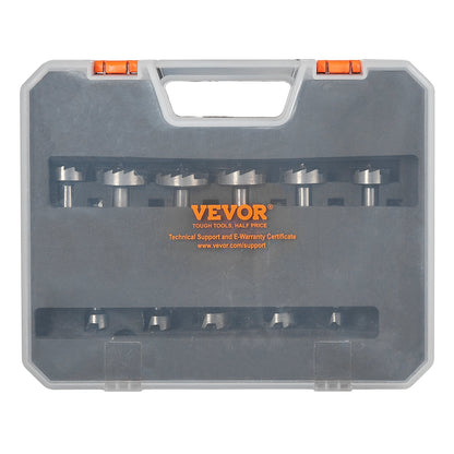 VEVOR Forstner Bit Set, 16 Pcs Forstner Drill Bits Set, 1/4" to 1-5/8", Carbon Steel, with Universal Round Shank, Forstner Drill Bit for Wood and Composite Board, Forstner Bits for Woodworking
