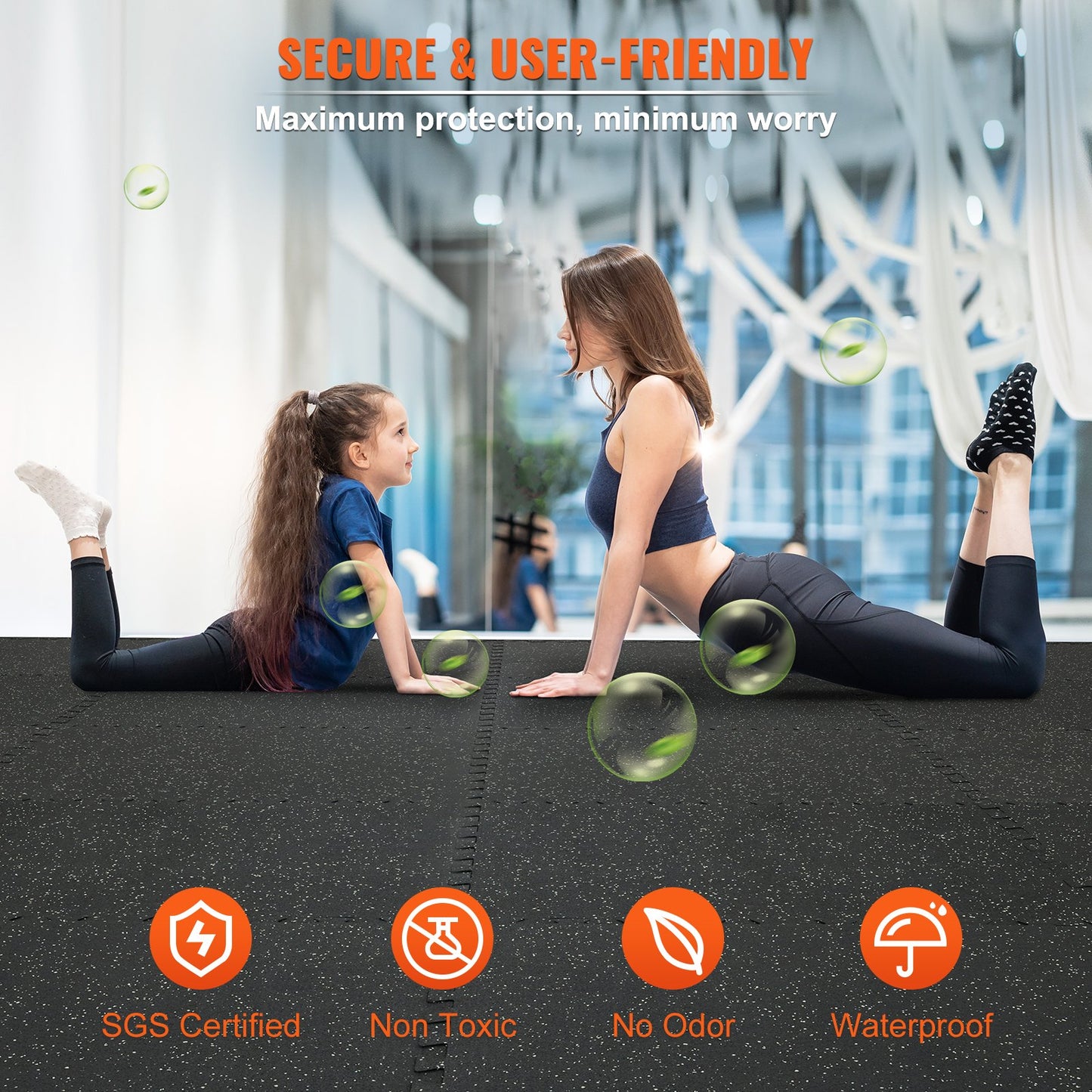 VEVOR EVA Interlocking Foam Floor Mats, 0.56 in Thickened 25 Pcs Puzzle Rubber Tiles, 24 x 24 in Exercise Floor Mat for Workout & Fitness, Heavy Duty Flooring Mats for Home, Gym, Office-100 Sq Ft