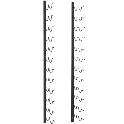 VEVOR Wall Mounted Wine Rack, 12x2 Bottles Wine Holder Towel Rack, Black Steel Vertical Wine Rack, Modern Decorative Wall Mounted Wine Bottle Holder, Forward Design Simple Storage Wall Rack 48x11x1 In