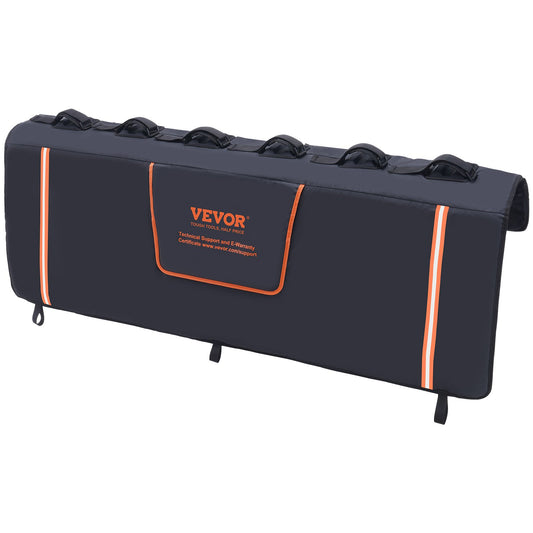 VEVOR Tailgate Bike Pad, 62" Truck Tailgate Pad Carry 6 Mountain Bikes, Upgraded Grooves Tailgate Protection Pad with Reflective Strips and Tool Pockets, with Camera Opening for Most Pickup Trucks
