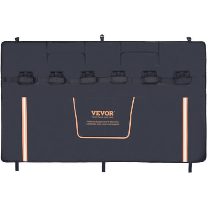 VEVOR Tailgate Bike Pad, 62" Truck Tailgate Pad Carry 6 Mountain Bikes, Upgraded Grooves Tailgate Protection Pad with Reflective Strips and Tool Pockets, with Camera Opening for Most Pickup Trucks