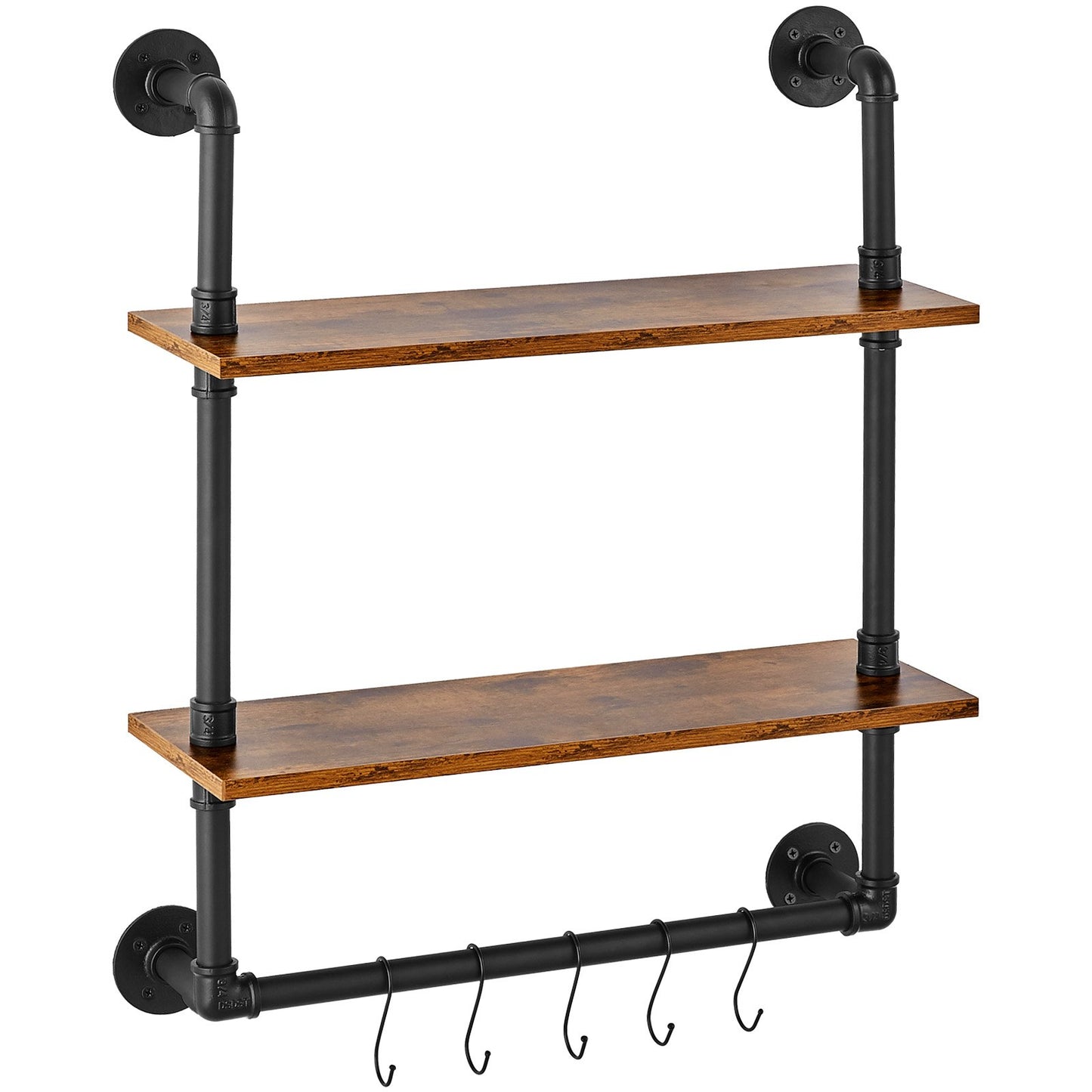 VEVOR Industrial Pipe Shelf 2 Tier 24x7.87in Wall-Mount for Kitchen Bedroom