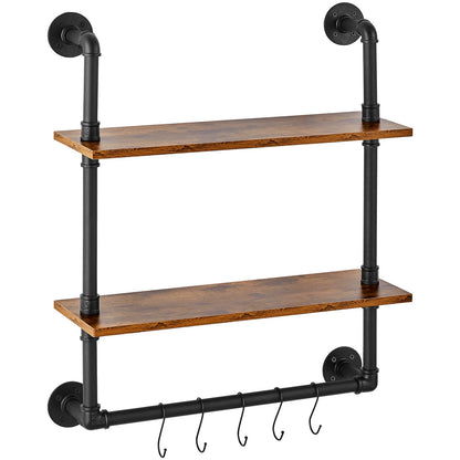 VEVOR Industrial Pipe Shelf 2 Tier 24x7.87in Wall-Mount for Kitchen Bedroom