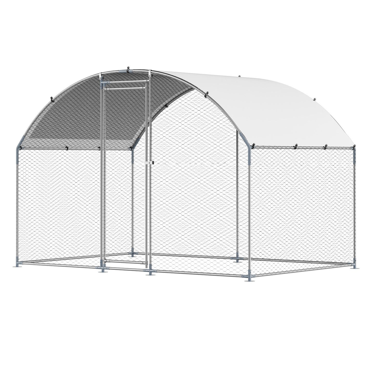 VEVOR Metal Chicken Coop, 9.8x6.5x6.5ft Large Walk-in Chicken Runs with Cover, Doom Roof Hen House Enclosure with Security Lock, Outdoor Duck Rabbit Cage Poultry Pen for Backyard, Farm, Yard