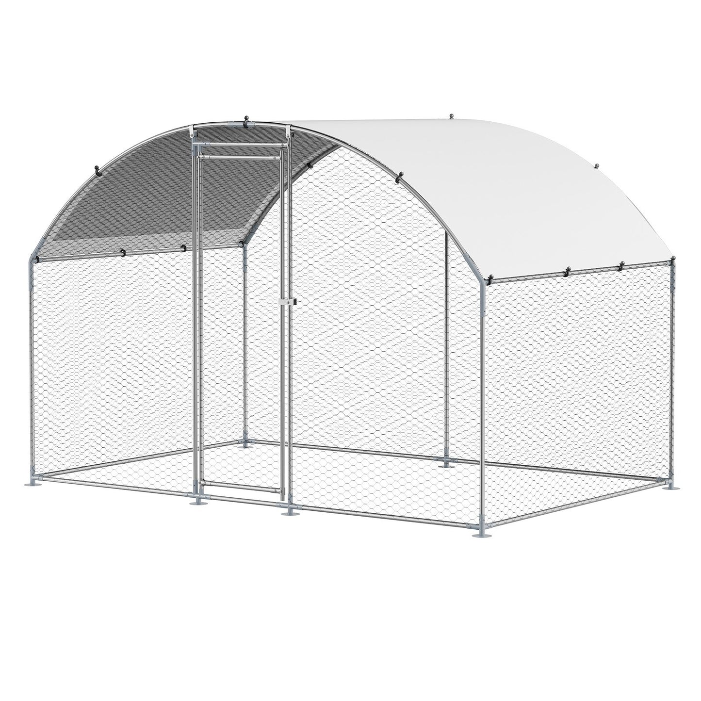 VEVOR Metal Chicken Coop, 9.8x6.5x6.5ft Large Walk-in Chicken Runs with Cover, Doom Roof Hen House Enclosure with Security Lock, Outdoor Duck Rabbit Cage Poultry Pen for Backyard, Farm, Yard