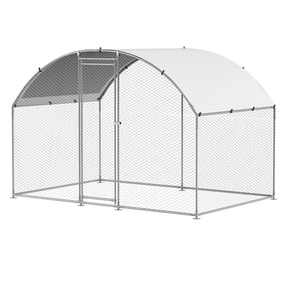 VEVOR Metal Chicken Coop, 9.8x6.5x6.5ft Large Walk-in Chicken Runs with Cover, Doom Roof Hen House Enclosure with Security Lock, Outdoor Duck Rabbit Cage Poultry Pen for Backyard, Farm, Yard
