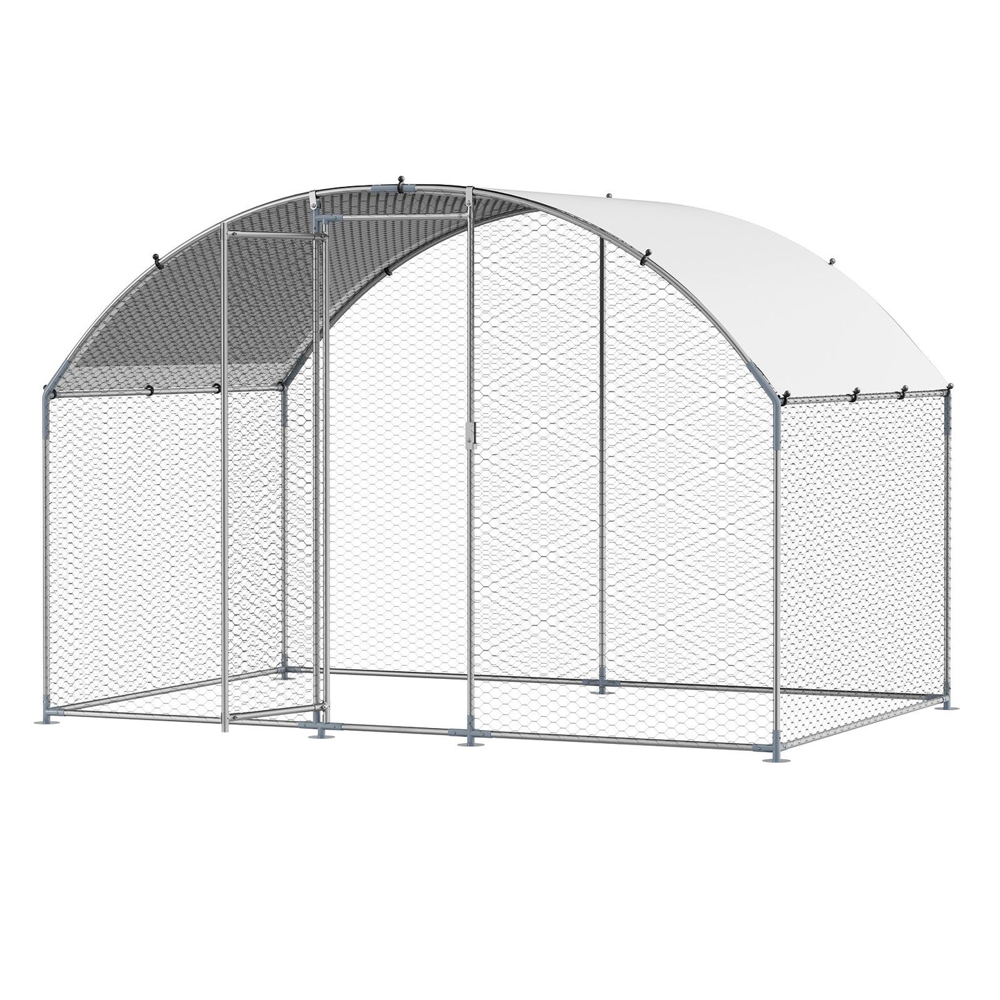 VEVOR Metal Chicken Coop, 9.8x6.5x6.5ft Large Walk-in Chicken Runs with Cover, Doom Roof Hen House Enclosure with Security Lock, Outdoor Duck Rabbit Cage Poultry Pen for Backyard, Farm, Yard