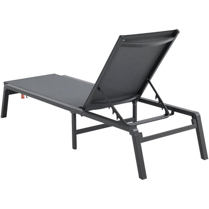 VEVOR Chaise Lounge Chair Outdoor, Aluminum Patio Lounge Chair with Adjustable 5-Position, Folding Pool Lounge Chair Recliner and Full Flat Tanning Chair for Patio, Beach, Pool, Dark Grey