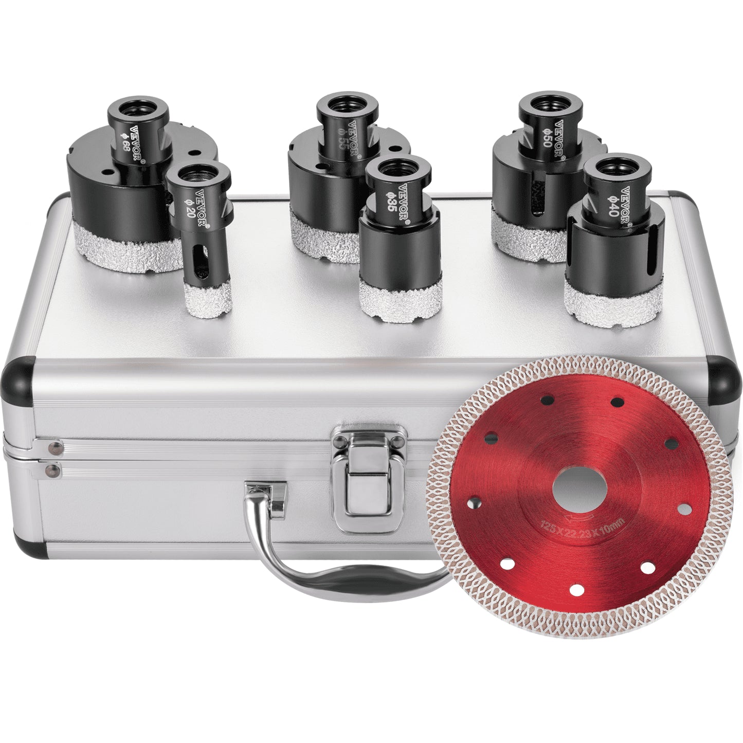 VEVOR Diamond Drill Bits 6PCS Diamond Hole Saw 20/35/40/50/55/68mm Tile Hole Saw Kit Vacuum Brazed Diamond Drill Bit 0.59in/15mm Segment Tile Hole Saw w Storage Case for Tile Ceramic Porcelain Marble