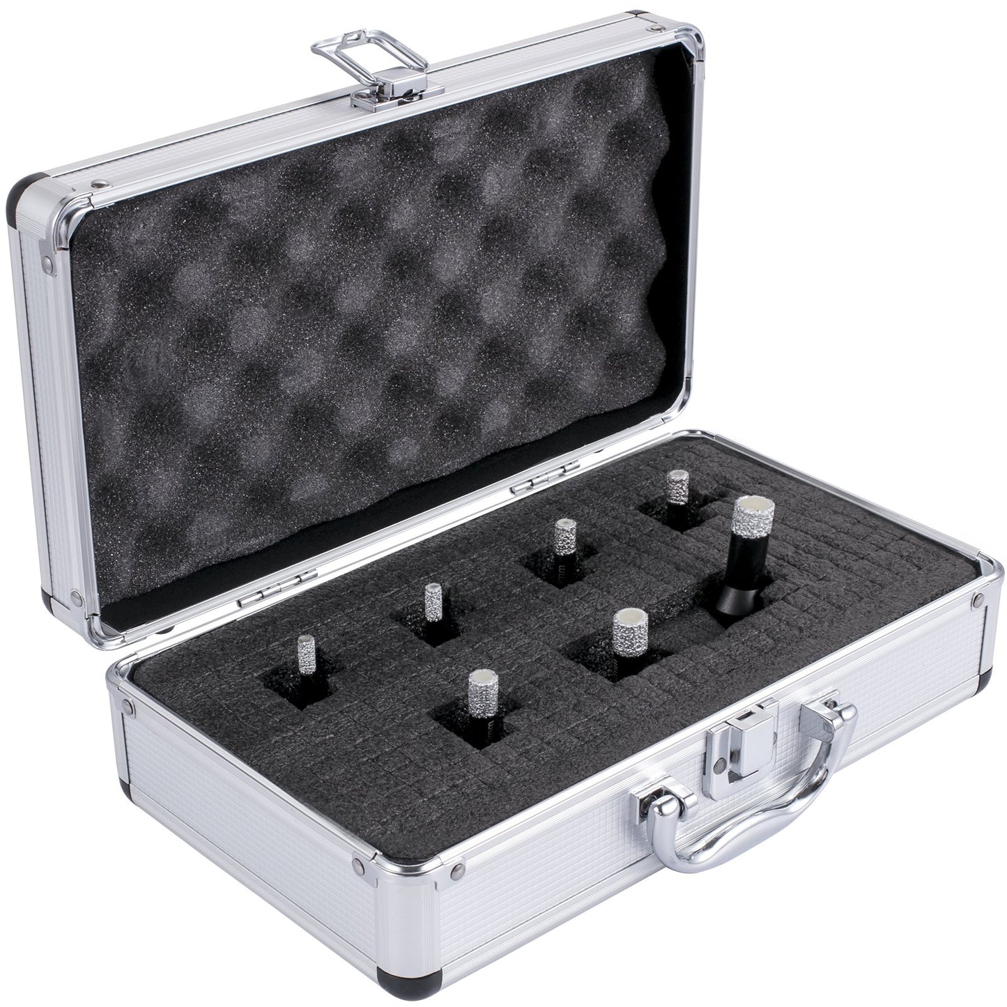 VEVOR Diamond Drill Bits 7PCS Diamond Hole Saw 6/6/8/8/10/12/14mm Tile Hole Saw Kit Vacuum Brazed Diamond Drill Bit 0.59in/15mm Segment Tile Hole Saw w Storage Case for Tile Ceramic Porcelain Marble