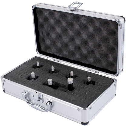 VEVOR Diamond Drill Bits 7PCS Diamond Hole Saw 6/6/8/8/10/12/14mm Tile Hole Saw Kit Vacuum Brazed Diamond Drill Bit 0.59in/15mm Segment Tile Hole Saw w Storage Case for Tile Ceramic Porcelain Marble