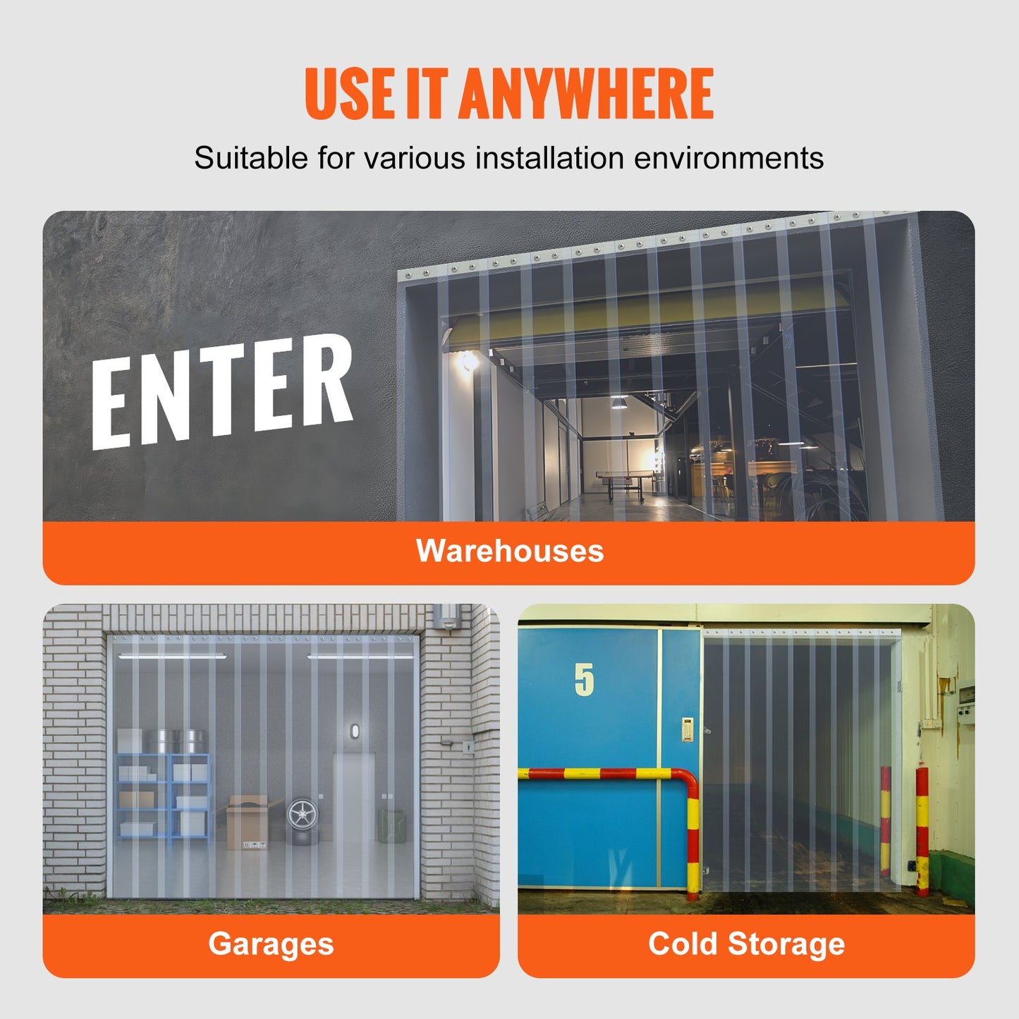 VEVOR Strip Curtain, 3048 cm L x 30.5 cm W x 3 mm Thickness, Clear PVC Smooth Curtain Strip Door Bulk Roll, Plastic Door Strips for Doorway of Supermarket, Garage, Warehouse, Barn, Pet Animal House