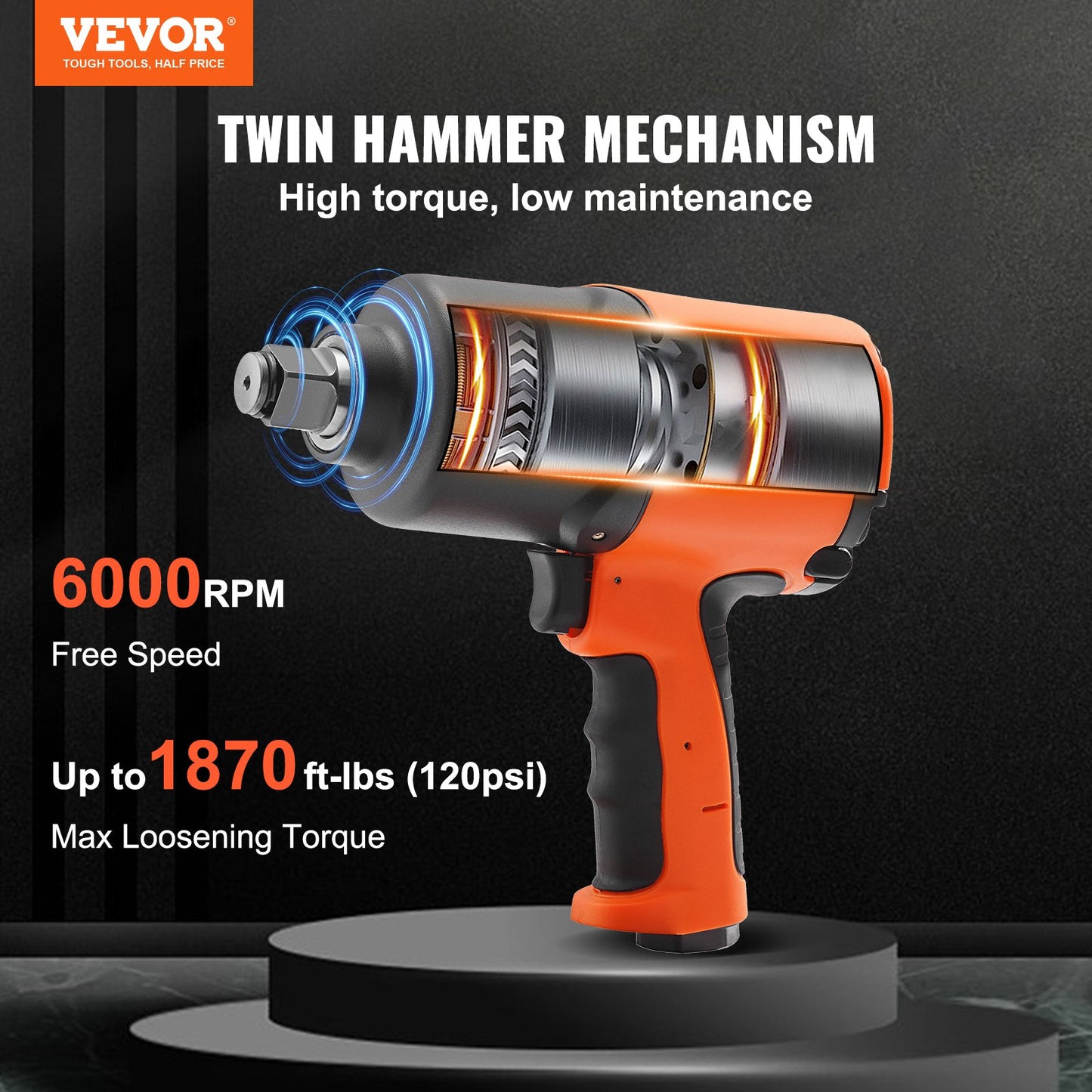 VEVOR Air Impact Wrench, 3/4-Inch Drive Air Impact Gun, Up to 1870ft-lbs Nut-busting Torque, Composite Pneumatic Impact Wrench for Auto_epairs_nd_aintenance Heavy Duty