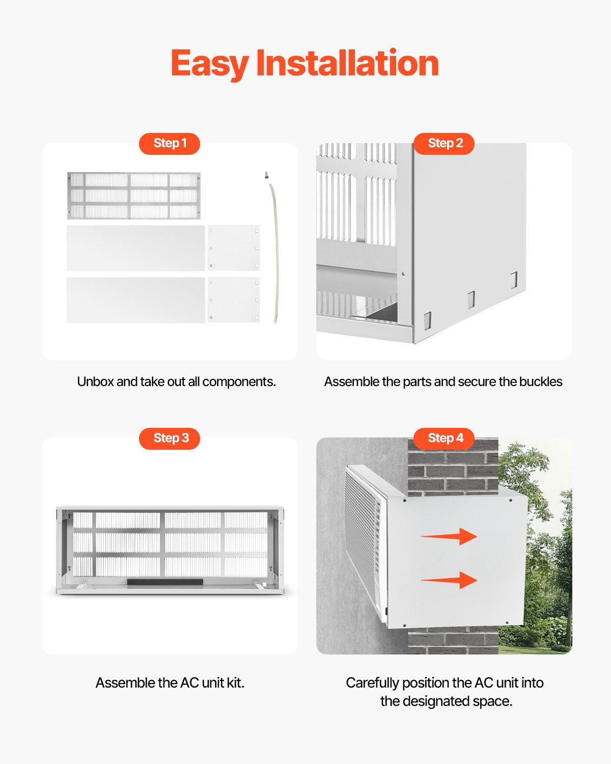 VEVOR Air Conditioner Wall Sleeve 42 in with Exterior Grille Wall AC Sleeve