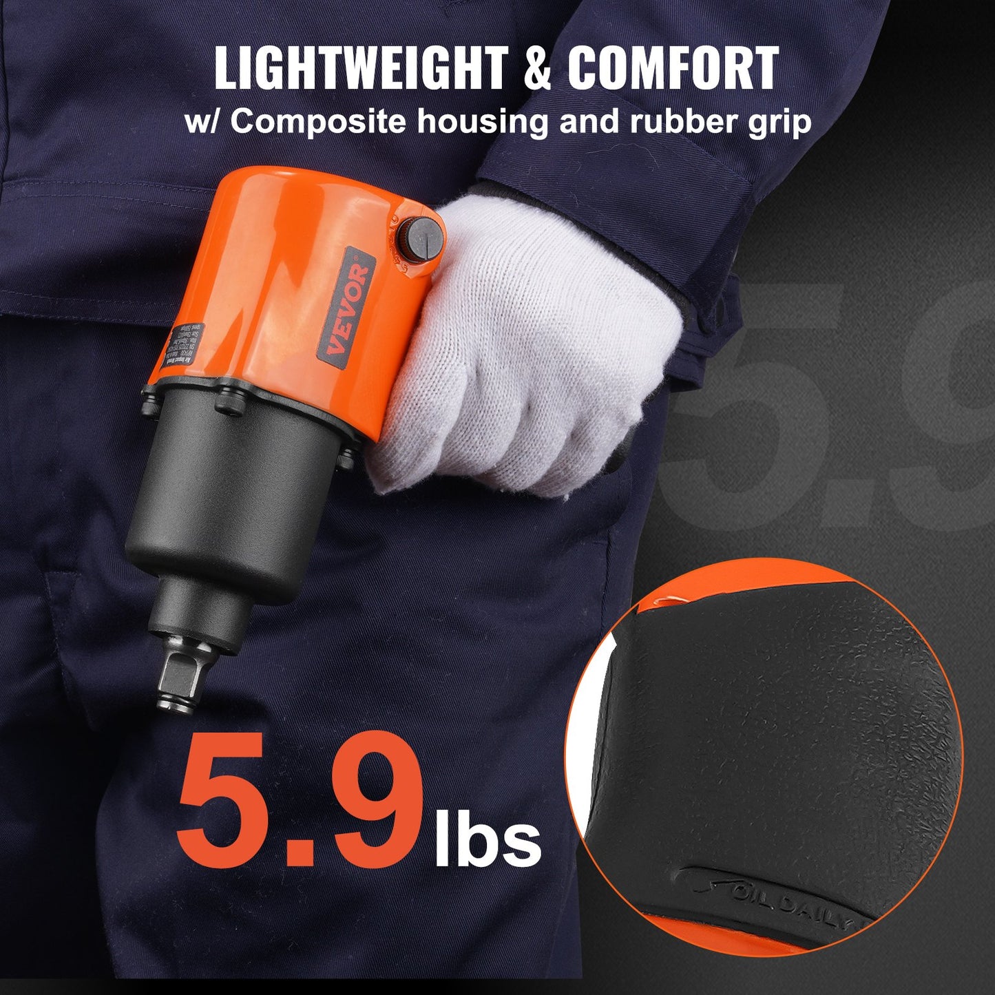 VEVOR Air Impact Wrench, 1/2" Drive Air Impact Gun Up to 880ft-lbs Nut-busting Torque, 7500RPM Lightweight Pneumatic Tool for Auto_epairs_nd_aintenance