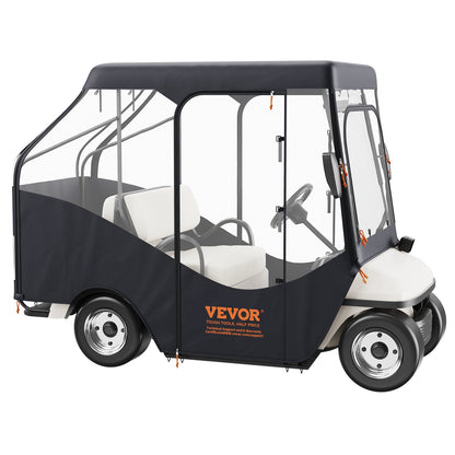 VEVOR Golf Cart Enclosure, 420D Polyester Driving Enclosure with 4-Sided Transparent Windows, 4 Passenger Club Car Covers Universal Fits for Most Brand Carts, Sunproof and Dustproof Outdoor Cart Cover