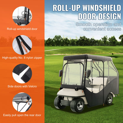 VEVOR Golf Cart Enclosure, 420D Polyester Driving Enclosure with 4-Sided Transparent Windows, 4 Passenger Club Car Covers Universal Fits for Most Brand Carts, Sunproof and Dustproof Outdoor Cart Cover