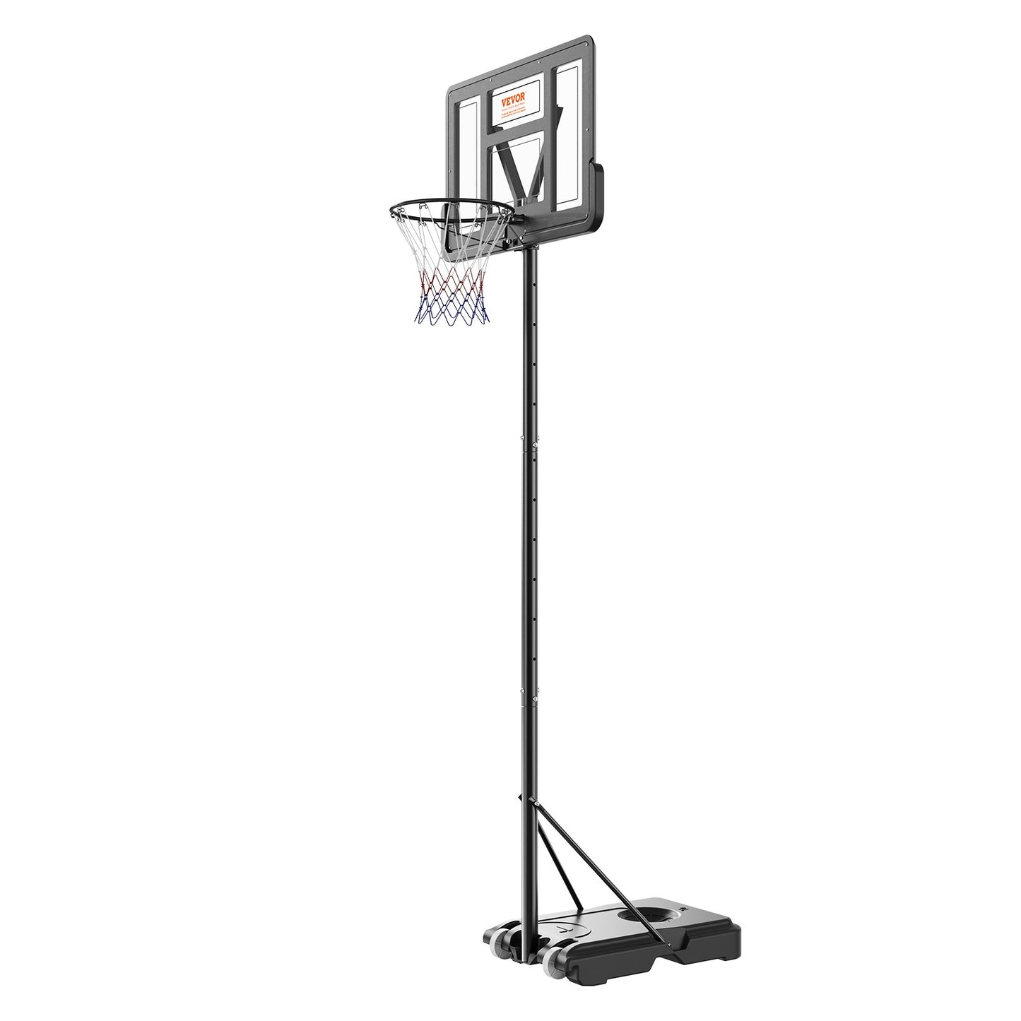 VEVOR Basketball Hoop, 4-10 ft Adjustable Height Portable Backboard System, 44 inch Basketball Hoop & Goal, Kids & Adults Basketball Set with Wheels, Stand, and Fillable Base, for Outdoor/Indoor