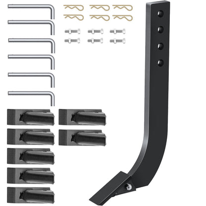 VEVOR Box Blade Shank, 46.6 cm Scarifier Shank, 4 Holes Box Scraper Shank, Ripper Shank with Removable Tapered Teeth and Pins, Adjustable Shanks Assembly for Replacement, Digging, Plowing, 6PCS