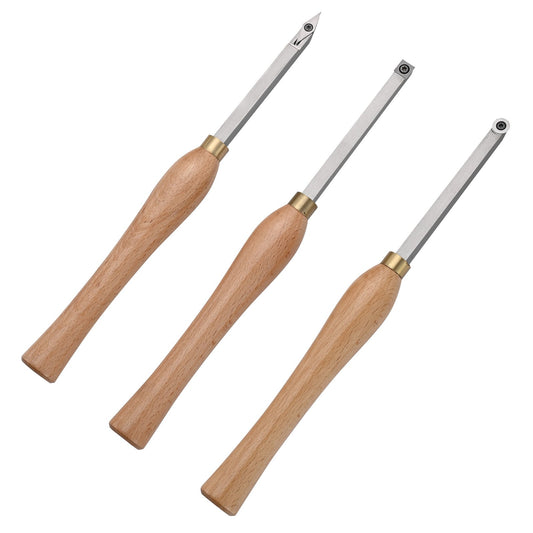 VEVOR Wood Lathe Chisel Set, 3 PCS Woodworking Turning Tools, Includes Square, Round, Diamond Carbide Blades, 20 cm Comfortable Grip Handles, Wood Chisel Set with Wooden Box For Turning Pens or Small