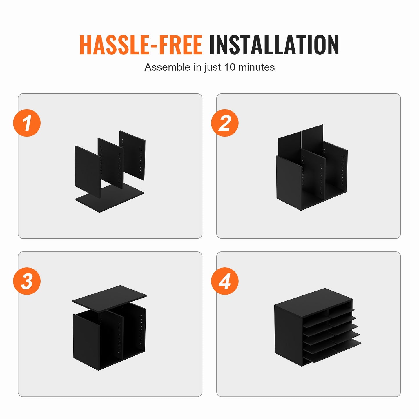 VEVOR Wood Literature Organizer Adjustable File Sorter 12 Compartments Black