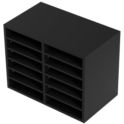 VEVOR Wood Literature Organizer Adjustable File Sorter 12 Compartments Black