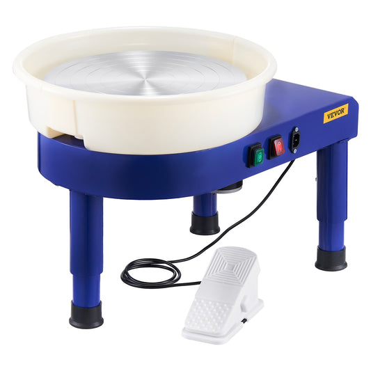 VEVOR Pottery Wheel, 35 cm Ceramic Wheel Forming Machine, 60-300 RPM Speed Adjustable Foot Pedal, Adjustable Lift Leg, Detachable Basin, Complete Tool Accessory Kit for Work Art Craft DIY, Blue