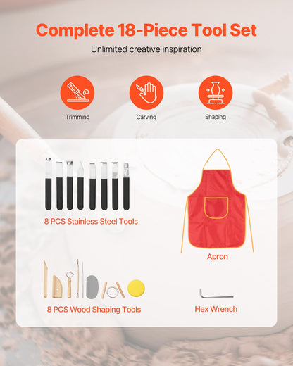 VEVOR Pottery Wheel, 35 cm Ceramic Wheel Forming Machine, 60-300 RPM Speed Adjustable Foot Pedal, Adjustable Lift Leg, Detachable Basin, Complete Tool Accessory Kit for Work Art Craft DIY, Blue