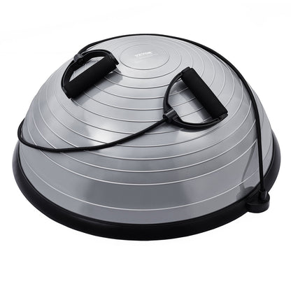 VEVOR Half Exercise Ball Trainer, 23 inch Balance Ball Trainer, 660lbs Capacity Stability Ball, Yoga Ball with Resistance Bands & Foot Pump, Strength Fitness Ball for Home Gym, Full Body Workout, Gray