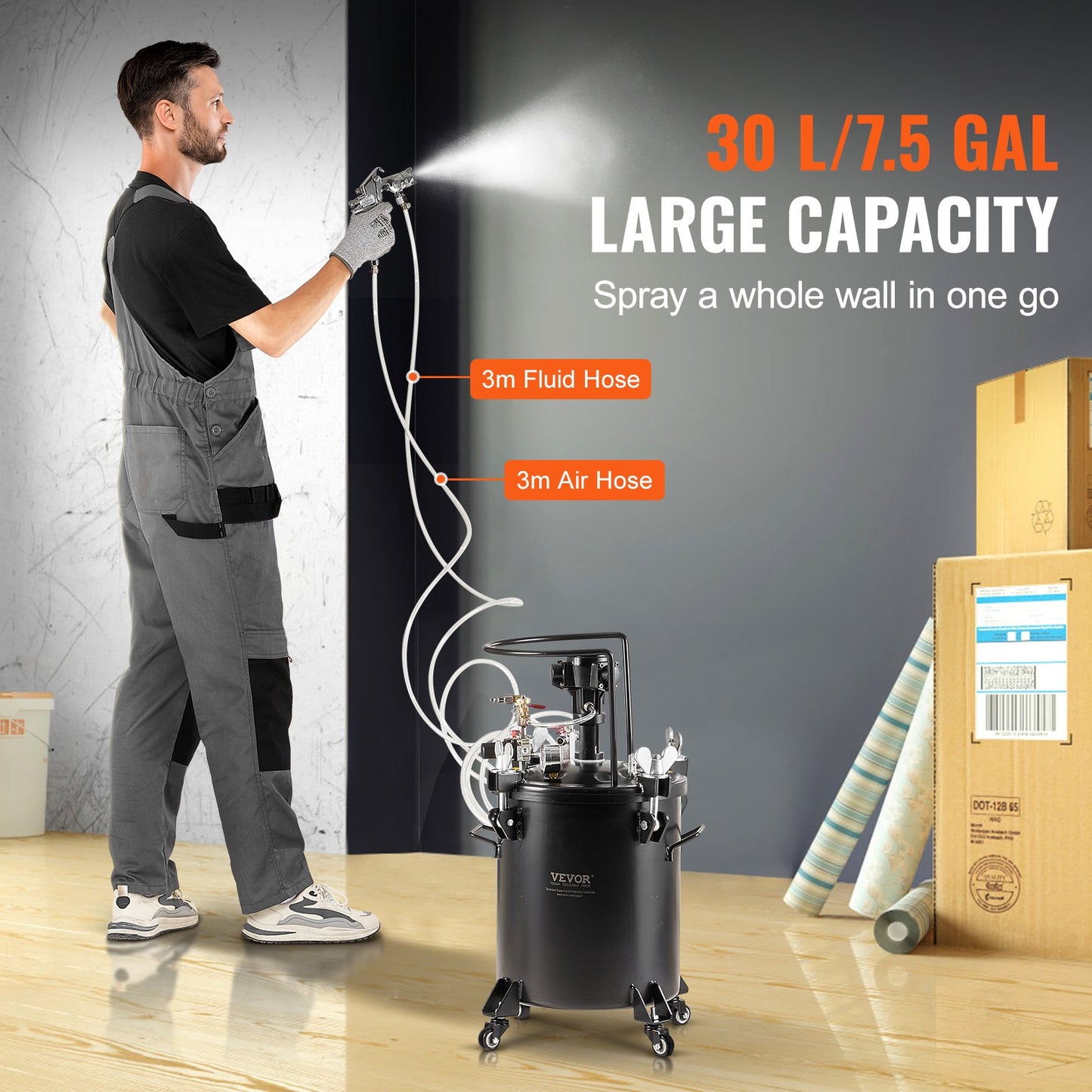 VEVOR Spray Paint Pressure Pot Tank 30 L/7.5 gal Fully Automatic Stirring 70 psi