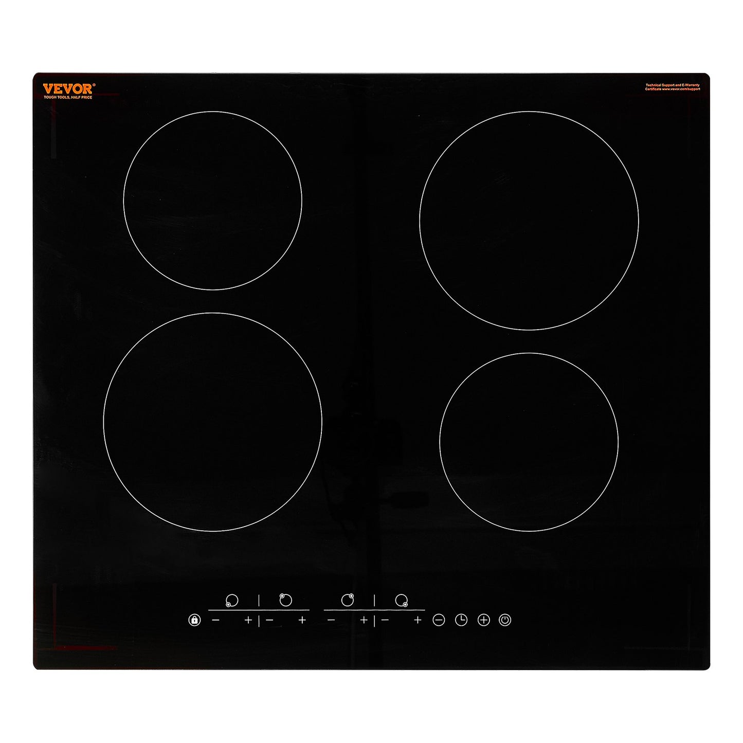 VEVOR Built-in Electric Cooktop Radiant Ceramic Cooktop 4 Burners 23.2x20.5 inch