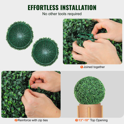 VEVOR Artificial Topiaries Boxwood Trees, (2 Pieces), Ball-Shape Faux Topiaries Plant, All-year Green Feaux Plant Decorative Balls for Backyard, Balcony,Garden, Wedding and Home