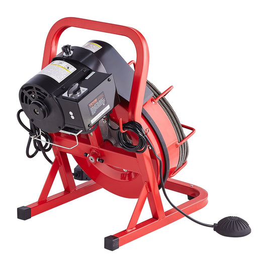 VEVOR Drain Cleaner Machine Drain Auger 75FT x 3/8 Inch Manual Feed & 4 Cutters