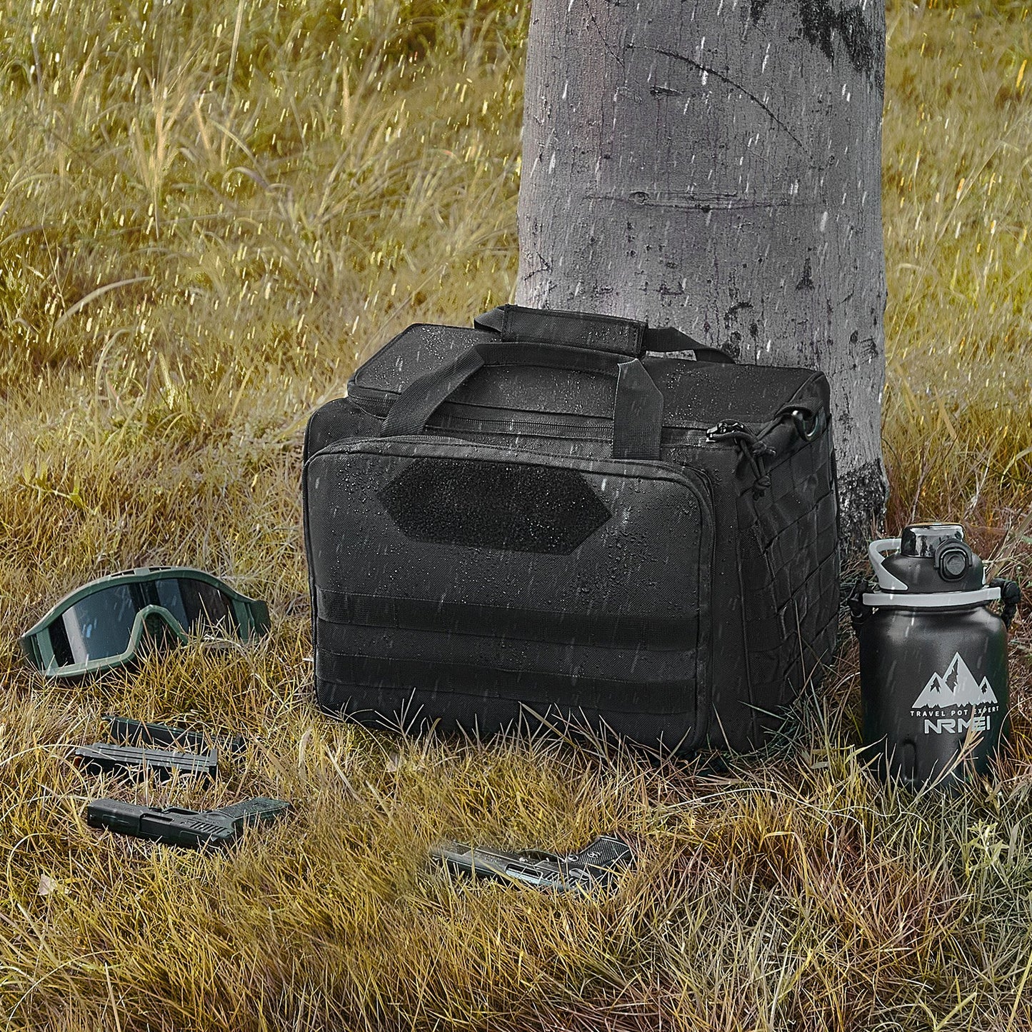 VEVOR Range Bag for 3 Pistols Tactical Gun Range Bag Single Shoulder Strip Black