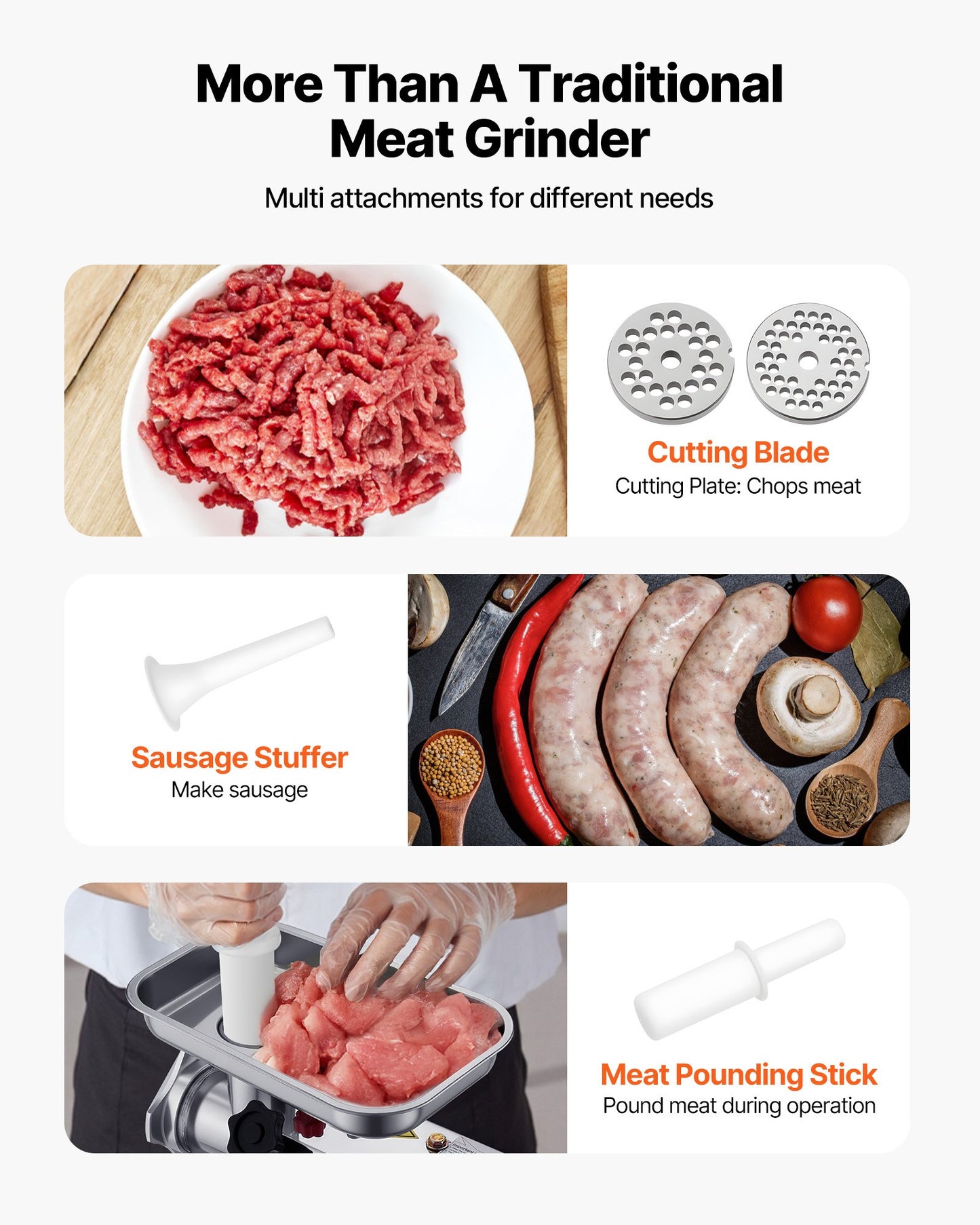 VEVOR Commercial Electric Meat Grinder 5.5 Lbs/Min Sausage Stuffer Maker Kitchen