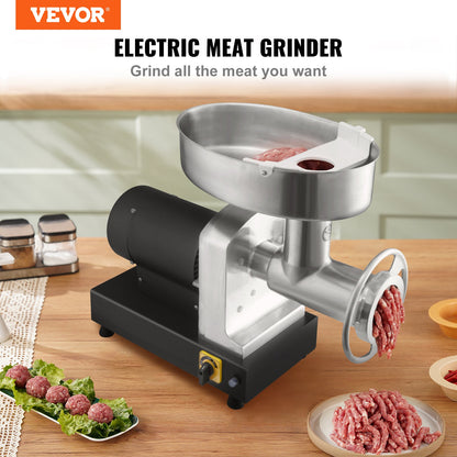 VEVOR Electric Meat Grinder, 9.5 Kg/Min Capacity, Countertop Industrial Meat Mincer w/ Blade, Grinding Plate, Sausage Maker & Kubbe Kit, Carbon Steel Commercial Meat Grinder for Kitchen Restaurant