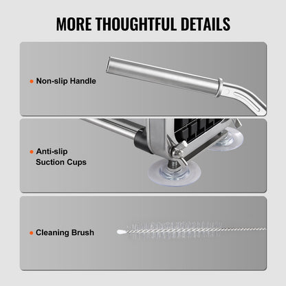 VEVOR French Fry Cutter, Potato Slicer with 1/2-Inch and 3/8-Inch Stainless Steel Blades, Manual Potato Cutter Chopper with Suction Cups, Great for Potato, French Fries, Cucumber, Vegetables, Carrot