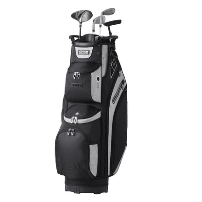 VEVOR Golf Cart Bag with 14 Way Organizer Divider Top, 13 Pockets Premium Cart Bag, Durable 600D Polyester Fabric Golf Bags with Handles & Dust Cover & Detachable Straps for Men & Women, Black Color-Block