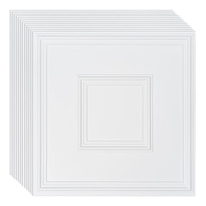 VEVOR Ceiling Tiles 12-Pack 24 x 24 in PVC Easy Installation White Geometric