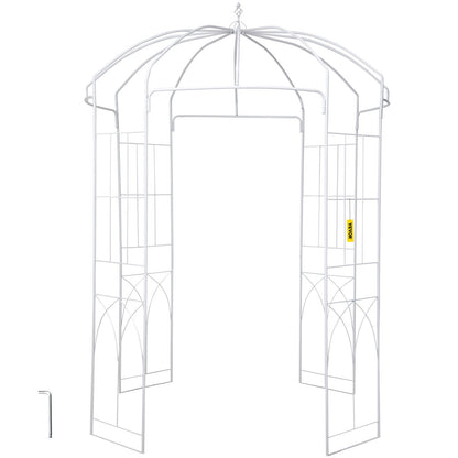 VEVOR Birdcage Shape Garden Arbor, 9\' High x 6.6\' Wide, Heavy Duty Wrought Iron Arbor, Wedding Arch Trellis for Climbing Vines in Outdoor Garden, Lawn, Backyard, Patio, White