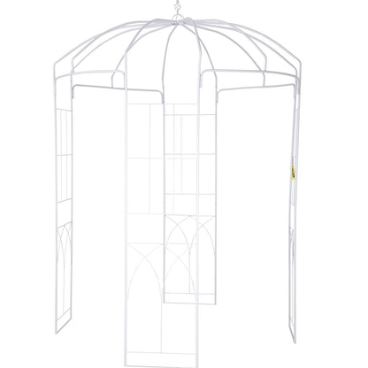 VEVOR Birdcage Shape Garden Arbor, 9\' High x 6.6\' Wide, Heavy Duty Wrought Iron Arbor, Wedding Arch Trellis for Climbing Vines in Outdoor Garden, Lawn, Backyard, Patio, White