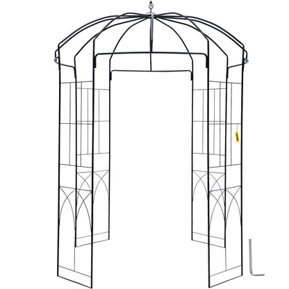 VEVOR Birdcage Shape Garden Arbor, 2.44m High, 1.59m Wide, Heavy Duty Wrought Iron Arbor, Wedding Arch Trellis for Climbing Vines in Outdoor Garden, Backyard, Lawn, Patio, Black