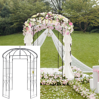 VEVOR Birdcage Shape Garden Arbor, 2.44m High, 1.59m Wide, Heavy Duty Wrought Iron Arbor, Wedding Arch Trellis for Climbing Vines in Outdoor Garden, Backyard, Lawn, Patio, Black