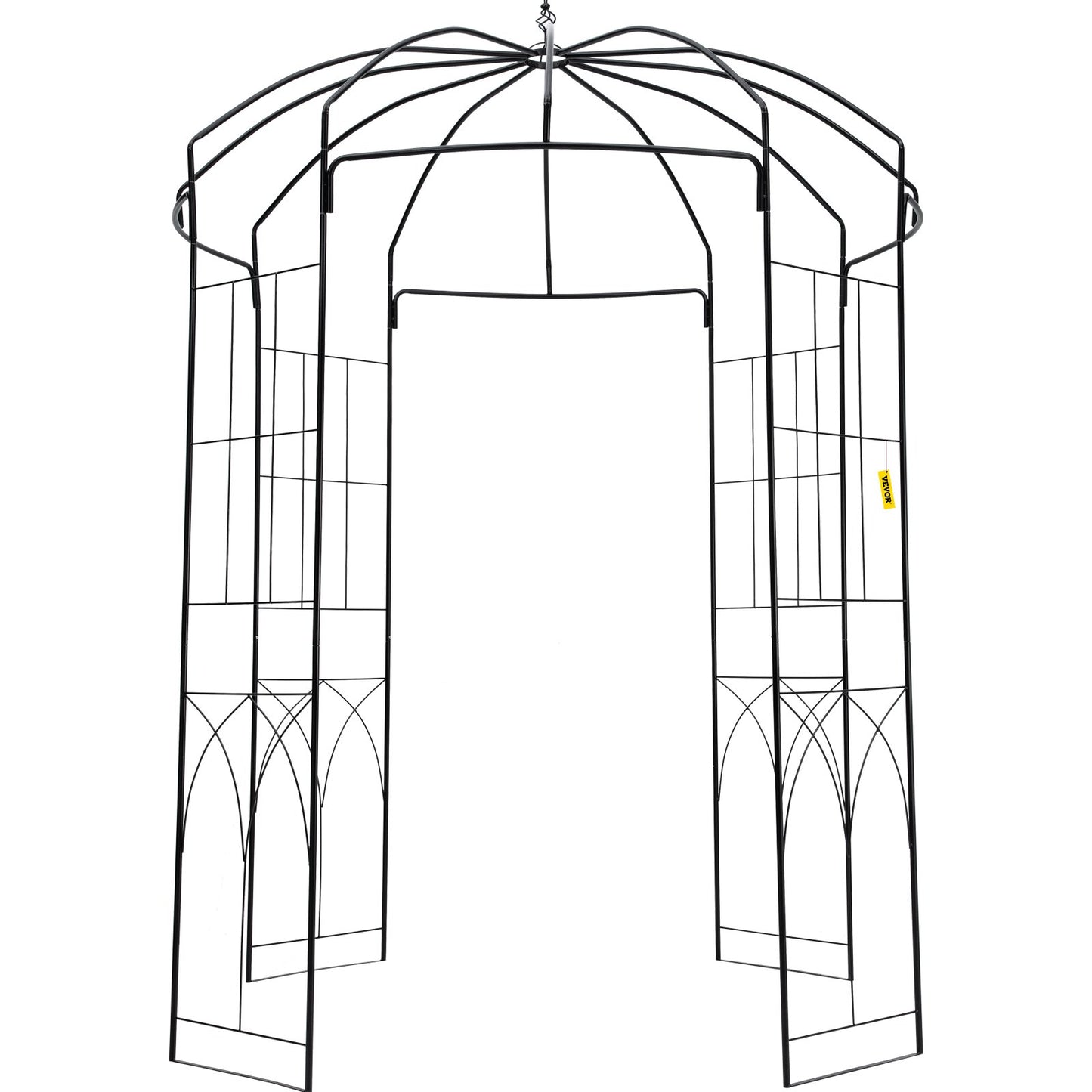 VEVOR Birdcage Shape Garden Arbor, 2.44m High, 1.59m Wide, Heavy Duty Wrought Iron Arbor, Wedding Arch Trellis for Climbing Vines in Outdoor Garden, Backyard, Lawn, Patio, Black