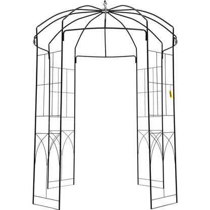 VEVOR Birdcage Shape Garden Arbor, 2.44m High, 1.59m Wide, Heavy Duty Wrought Iron Arbor, Wedding Arch Trellis for Climbing Vines in Outdoor Garden, Backyard, Lawn, Patio, Black
