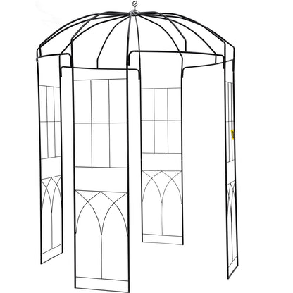 VEVOR Birdcage Shape Garden Arbor, 2.44m High, 1.59m Wide, Heavy Duty Wrought Iron Arbor, Wedding Arch Trellis for Climbing Vines in Outdoor Garden, Backyard, Lawn, Patio, Black