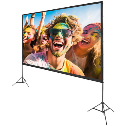 VEVOR Projector Screen with Stand, 150 inch 16:9 4K 1080 HD Outdoor Movie Screen with Stand, Wrinkle-Free Projection Screen with Tripods and Carry Bag, for Home Theater Cinema Backyard Movie Night