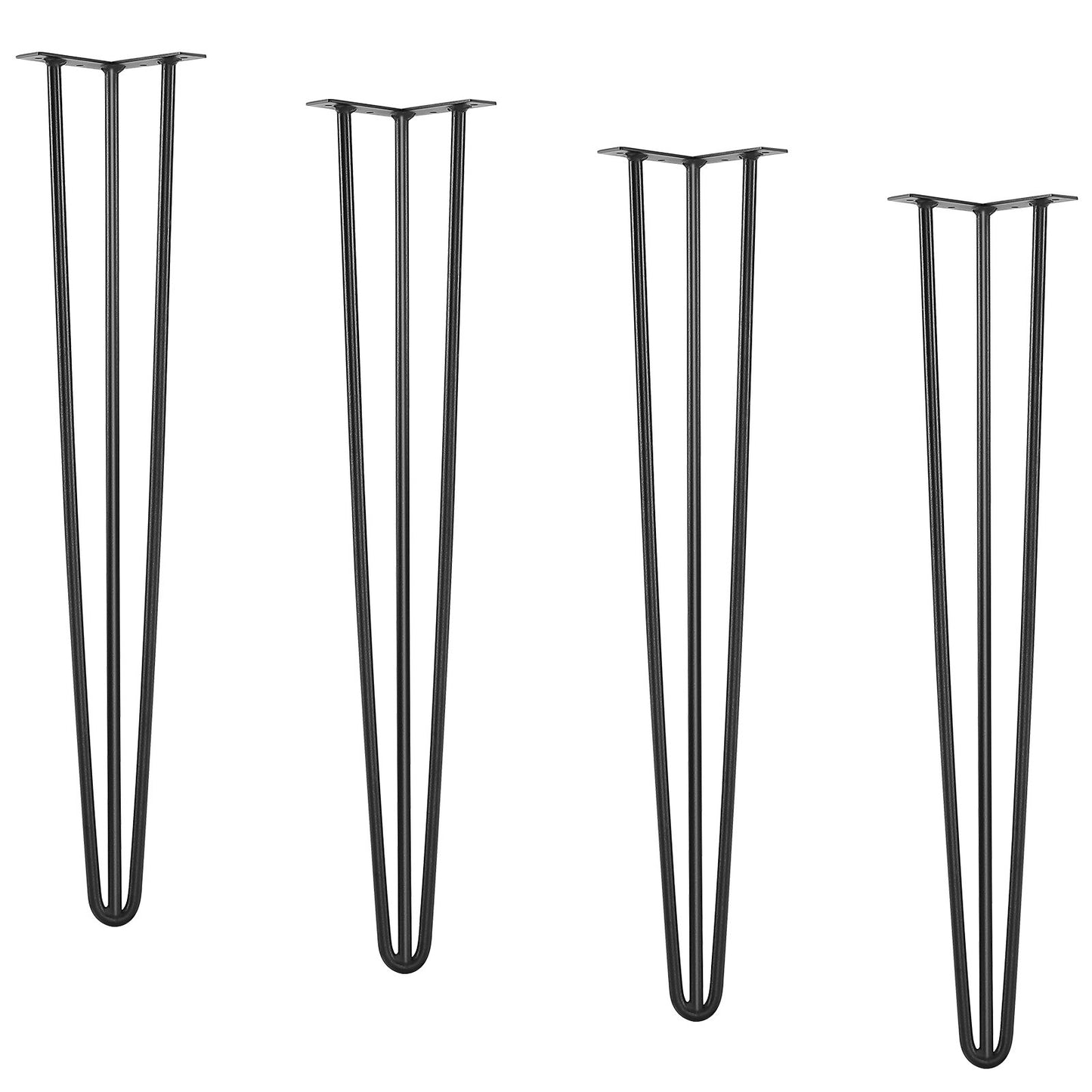 VEVOR Hairpin Table Legs 0.7M, Set of 4 Desk Legs 408.2KG Load Capacity, Hairpin Desk Legs 3 Rods for Desk Chairs Bench Dining End Table, Solid Carbon Steel Heavy Duty Furniture Legs Black