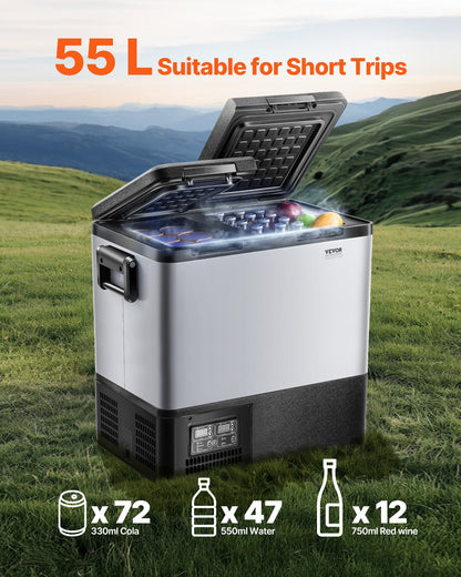 VEVOR Portable Car Refrigerator Freezer Compressor 55L Dual Zone for Car Home