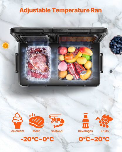 VEVOR Portable Car Refrigerator Freezer Compressor 55L Dual Zone for Car Home